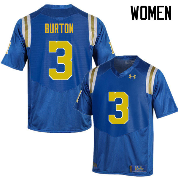 Women #3 Brandon Burton UCLA Bruins Under Armour College Football Jerseys Sale-Blue - Click Image to Close